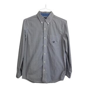 Chaps Mens Small Striped Button Down Shirt Long Sleeve Easy Care Cotton Blend